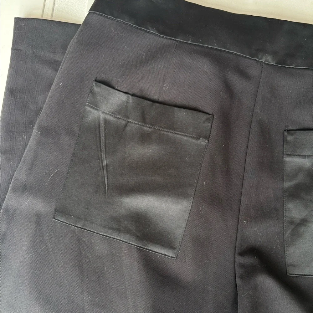 NWT Zara Dress Pants Asymmetrical Waist with Satin Trim Black Size XS - Picture 7 of 9